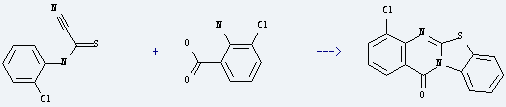 2-Amino-3-chlorobenzoic acid is used to produce 4-chloro-benzo[4,5]thiazolo[2,3-b]quinazolin-12-one by reaction with thiooxalsaeure-nitril-(2-chlor-anilid).